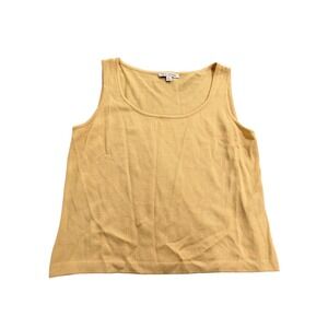 St John Knit Tank Top Womens Large Yellow Scoop Neck Sleeveless USA